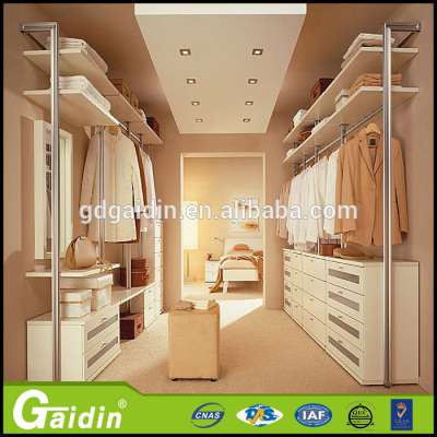 Aluminum pole system wooden wardrobe cabinet closet U shape walk in closet organizers with aluminum profile